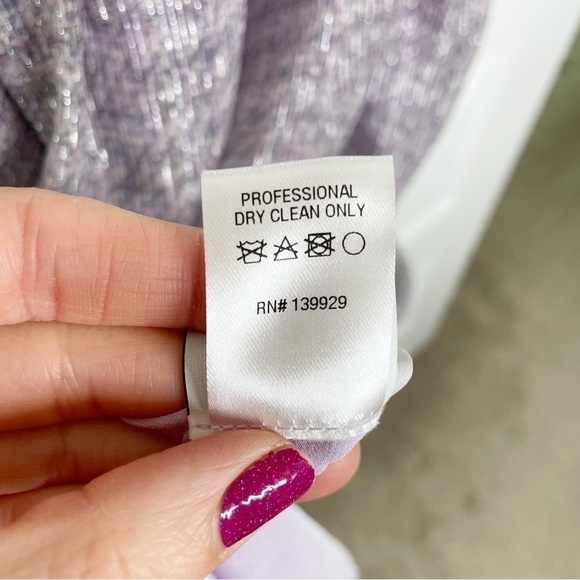 Adam Lippes New York Smocked Waist Dress in Printed Chiffon Lavender Multi NWT - Picture 9 of 12